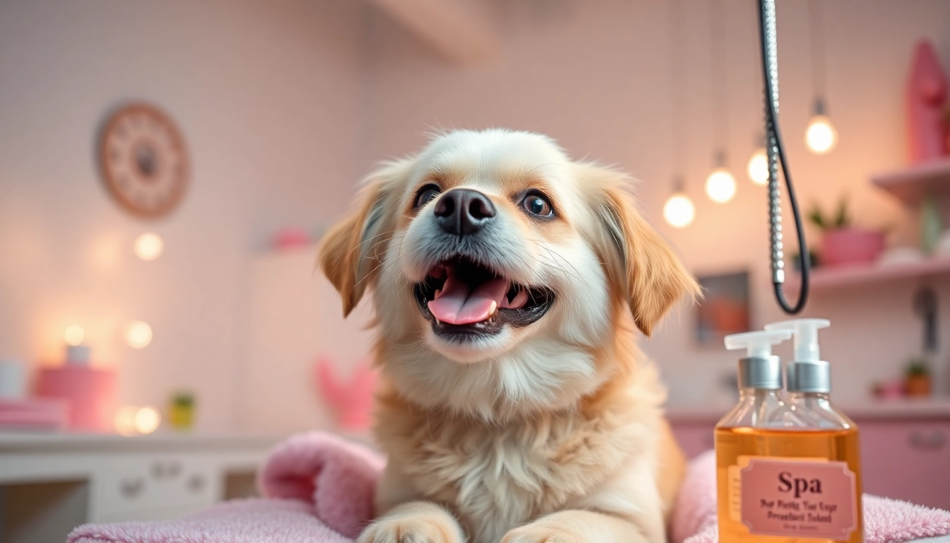 Pamper your pet with a luxurious grooming experience in a bright, inviting salon setting.