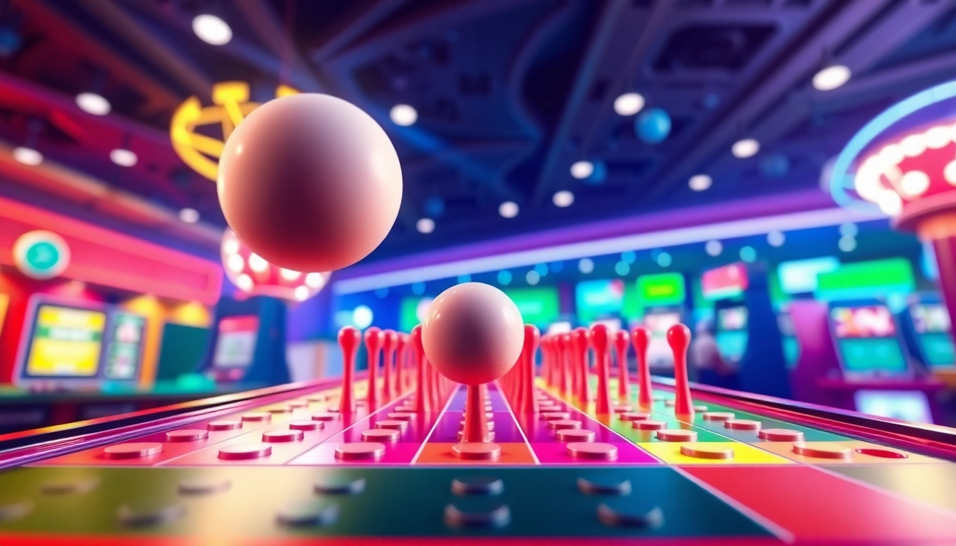 Игроки наслаждаются казино плинко, мячик скачет по игровому полю.