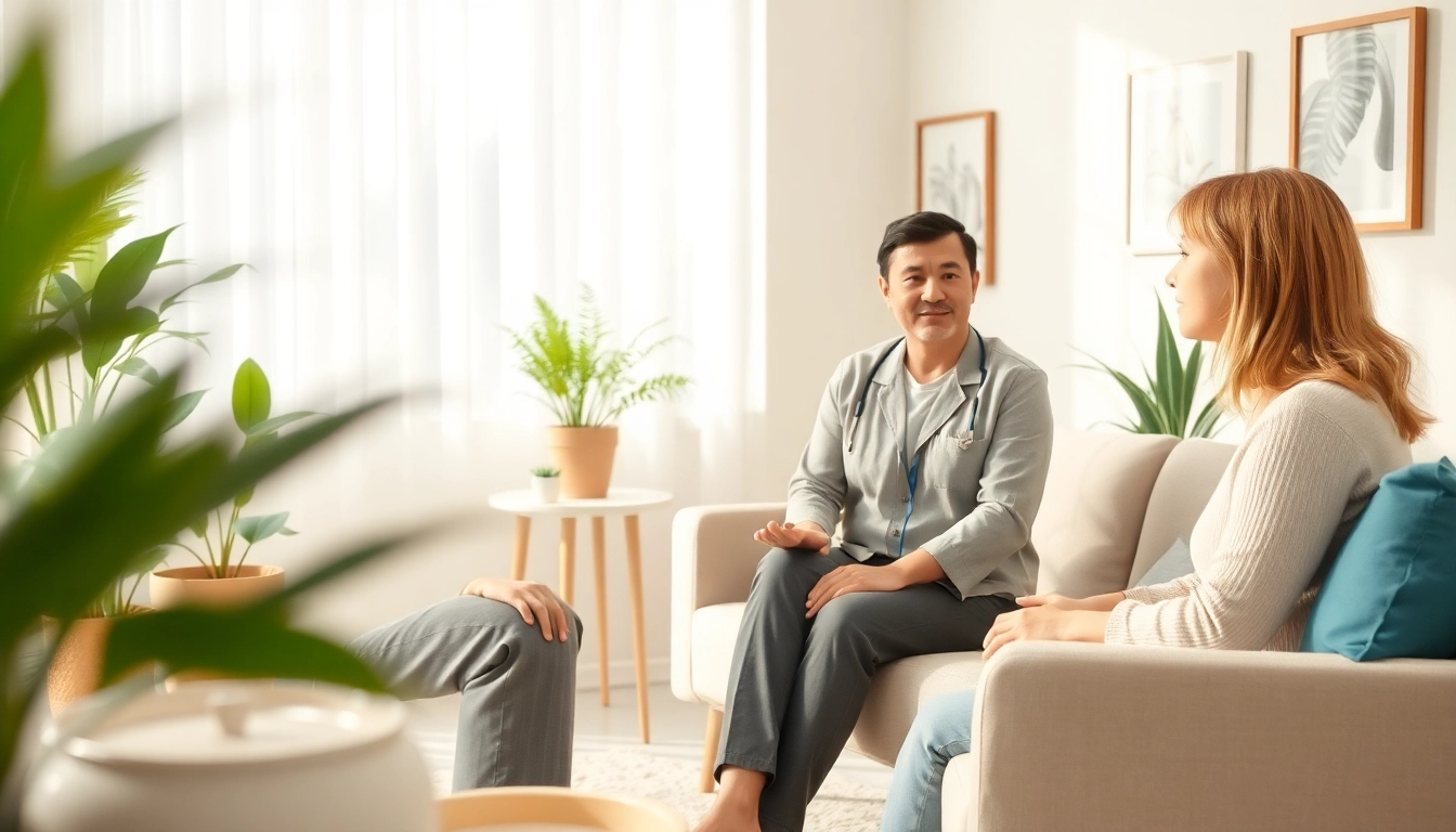 Therapist providing depression treatment dubai in a cozy consultation room.